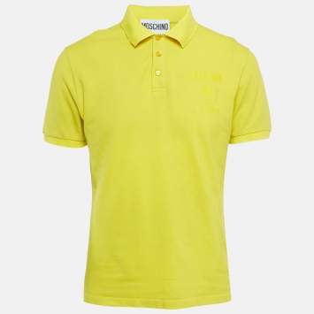 Pre Owned Moschino Couture yellow Cotton Pique Polo T-Shirt L