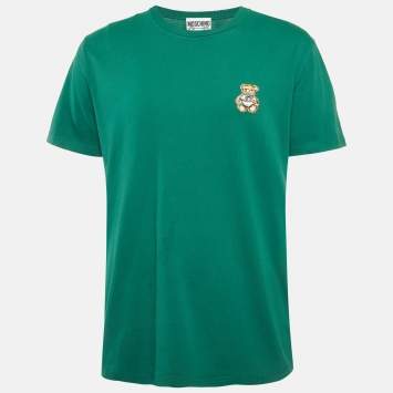 Pre Owned تي شيرت موسكينو كوتور بتطريز دبدوب أخضر مقاس كبير جداً - إكس إكس لارج