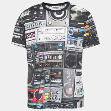 Pre Owned Moschino Couture Multicolor Speaker Printed Cotton Crew Neck T-Shirt XXL