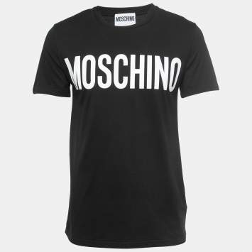 Pre Owned Moschino Couture Black Logo Print Cotton Crew Neck T-Shirt M