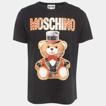 Pre Owned Moschino Couture Black Circus Teddy Printed Cotton T-Shirt L