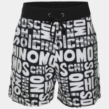 Pre Owned Moschino Underwear Multicolor Logo Printed Jersey Shorts M