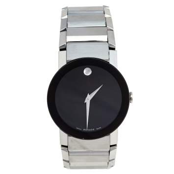 Pre Owned Movado Black Stainless Steel Sapphire 84 G 1896 Men's Wristwatch 35 mm