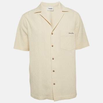 Pre Owned Nanushka Cream Seersucker Venci Camp Shirt S