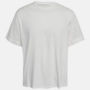 Neil Barrett White Cotton Knit and Cotton Blend T-Shirt M