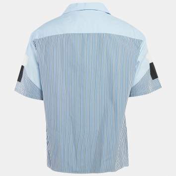 Neil Barrett Blue Geometric Print Cotton Loose Fit Shirt XL