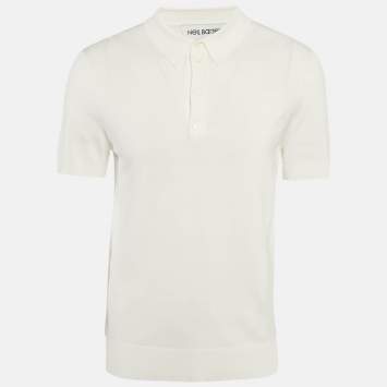 Pre Owned Neil Barrett White Jersey Polo T-Shirt L