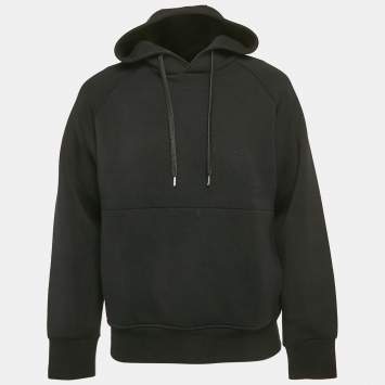 Neil Barrett Black Lighting Print Knit Hooded Sweatshirt M