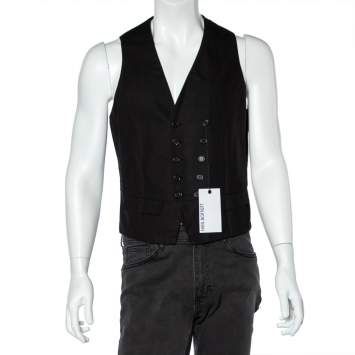 Pre Owned Neil Barrett Black Cotton & Linen Sleeveless Vest M
