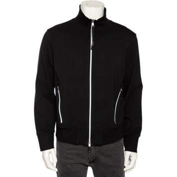 Pre Owned Neil Barrett Black Knit High Collar Regular Bomber Fit Tracksuit Jacket L