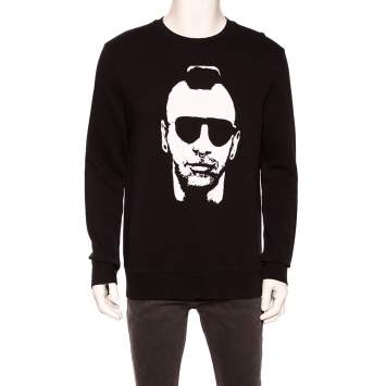 Pre Owned Neil Barrett Black Knit Printed Crew Neck Sweatshirt M 
