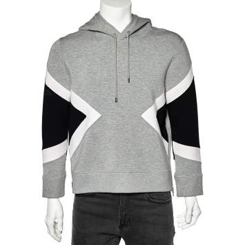 Pre Owned Neil Barrett Grey Neoprene Paneled Hoodie S