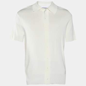 Pre Owned Neil Barrett Off-White Rib Knit Short Sleeve Polo T-Shirt XL
