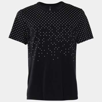 Pre Owned Neil Barrett Black Dot Print Cotton Slim Fit T-Shirt L