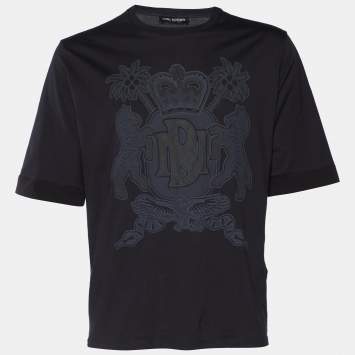Pre Owned Neil Barrett Black Logo Printed Cotton T Shirt M