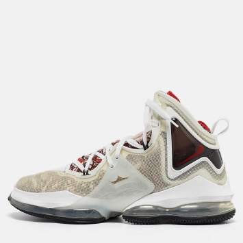 Pre Owned Nike LeBron White Mesh and Rubber 19 Sketch Sneakers Size 47.5