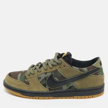 Pre Owned Nike Multicolor Camouflage Canvas and Suede SB Dunk Low Skate Camo Sneakers Size 45