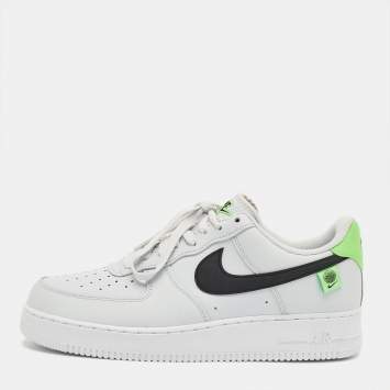 Pre Owned Nike Grey Leather Air Force 1 Low Worldwide Pure Platinum Sneakers Size 44.5