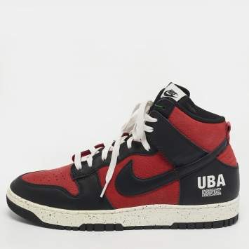 Pre Owned Nike Dunk Hi Size 45 Black Leather and Nubuck Leather Mid Top Sneakers