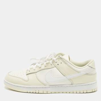 Pre Owned Nike Dunk Low Retro Coconut Milk Size 47.5 Cream/Off White Leather Low Top Sneakers
