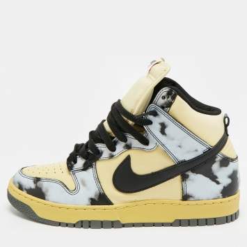 Pre Owned Nike Dunk 1985 Black Acid Wash Size 45 Multicolor Leather High Top Sneakers