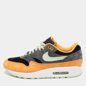Pre Owned Nike Air Max 1 PRM Duck Honey Dew Size 45.5 Multicolor Suede Low Top Sneakers