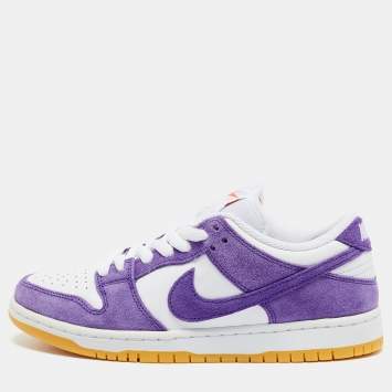 Pre Owned Nike SB Dunk Pro ISO Size 40 Purple/White Suede and Leather Low Top Sneakers