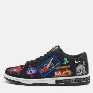 مملوكة مسبقًا Nike SB Dunk Neckface Size 42 Black Suede Low Top Sneakers