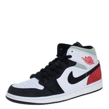 Pre Owned Nike Jordan 1 Mid Union Red Sneakers Size EU 43 (US 9.5)