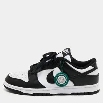 Pre Owned Nike Black/White Leather Dunk Retro Low Top Sneakers Size 41