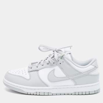 Pre Owned Nike Grey/White Leather Dunk Retro Grey Fog Low Top Sneakers Size 41