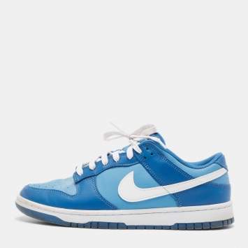 Pre Owned Nike Blue/White Leather Dunk Low 'University Blue Sneakers Size 43