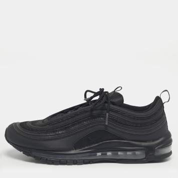 Pre Owned Nike Black Mesh and Leather Air Max 97 Triple Black Sneakers Size 45.5