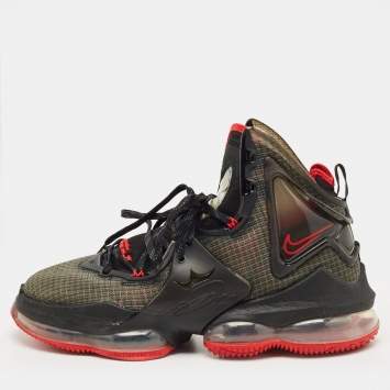 Pre Owned Nike Black Mesh and PVC Le bron 19 High Top Sneakers Size 40