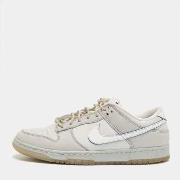 Pre Owned Nike Grey Nubuck Leather Dunk Low Wolf Grey Pure Platinum Sneakers Size 44.5