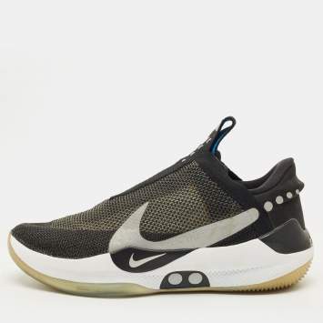 Pre Owned Nike Adapt BB Size 45.5 Black/Grey Mesh and Nubuck Leather Slip On Sneakers