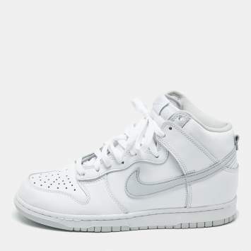 Pre Owned Nike Dunk SP Pure Platinum Size 42 White/Grey Leather High Top Sneakers
