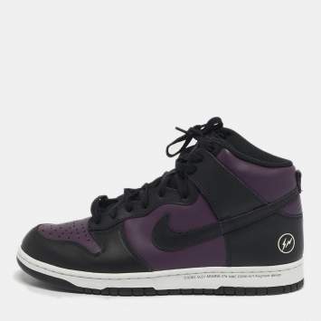 Pre Owned Nike Dunk High Size 45 Purple/Black Leather High Top Sneakers