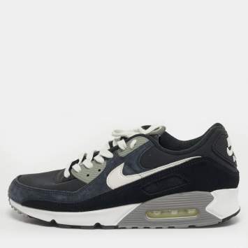 Pre Owned Nike Air Max 90 PRM Off Noir Size 45 Multicolor Suede and Canvas Low Top Sneakers