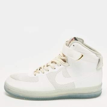 Pre Owned Nike Air Force 1 CMFT Lux White Size 47.5 White Fabric Lace Up Sneakers