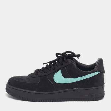 Pre Owned Nike Air Force 1 Tiffany & Co. 1837 Size 44.5 Black Suede Low Top Sneakers