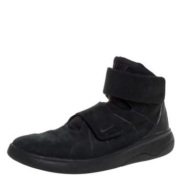 Pre Owned Nike Marxman Premium Black Nubuck And Nylon Velcro Strap High Top Sneakers Size 42
