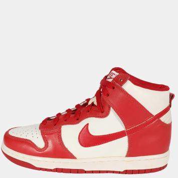 Pre Owned Nike Red/White Dunk High Sneakers 1999 Size US 7.5/EU 40.5