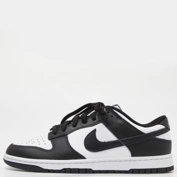 Pre Owned Nike Black/White Leather Dunk Low Top “Panda” Sneakers Size 46