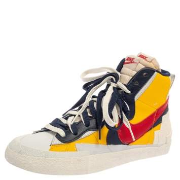 Pre Owned Nike x Sacai Multicolor Leather High Top Sneaker Size 42.5