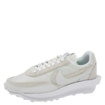 Pre Owned Nike x Sacai White Suede and Nylon LD Waffle Sneakers Size 42.5