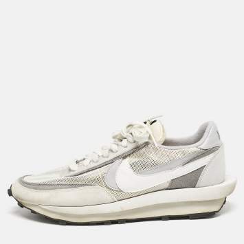 Nike x Sacai Grey/White  Mesh And Suede Vaporwaffle Low Top Sneakers Size 46