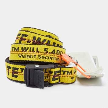 Pre Owned Off-White Yellow/Black Nylon Mini Industrial Belt