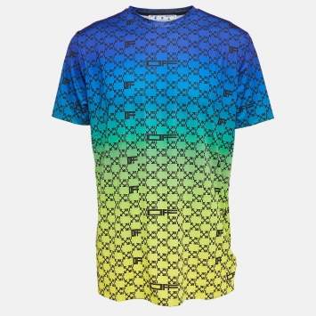 Pre Owned Off-White Multicolor Monogram Jersey Athletic T-Shirt L