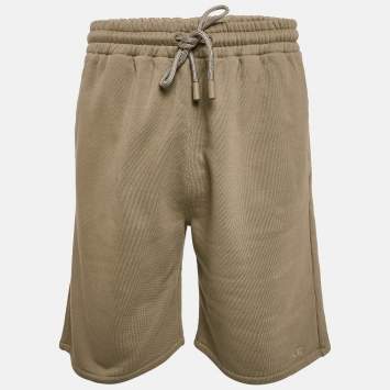 مملوكة مسبقًا Off-White Khaki Green Cotton Knit Shorts S